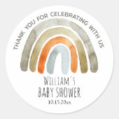 Boho Waterverf Rainbow Baby shower Dank u wel Ronde Sticker (Voorkant)