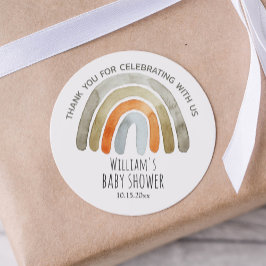 Boho Waterverf Rainbow Baby shower Dank u wel Ronde Sticker