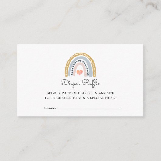 Boho Waterverf Rainbow Baby shower Diaper Raffle Informatiekaartje (Voorkant)