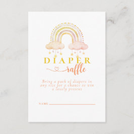 Boho Waterverf Rainbow Baby shower Diaper Raffle Informatiekaartje