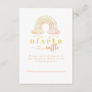 Boho Waterverf Rainbow Baby shower Diaper Raffle Informatiekaartje
