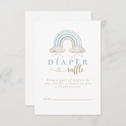 Boho Waterverf Rainbow Baby shower Diaper Raffle Informatiekaartje (Voorkant / Achterkant)