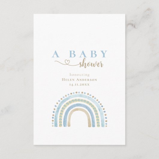 Boho Waterverf Rainbow Baby shower Diaper Raffle Informatiekaartje (Achterkant)