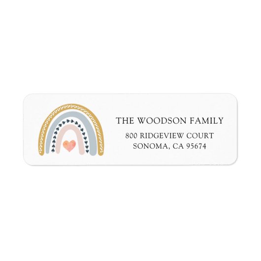 Boho Waterverf Rainbow Baby shower Etiket (Voorkant)