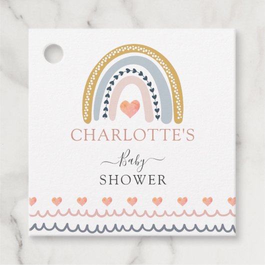 Boho Waterverf Rainbow Baby shower Gift Bedankjes Labels (Voorkant)