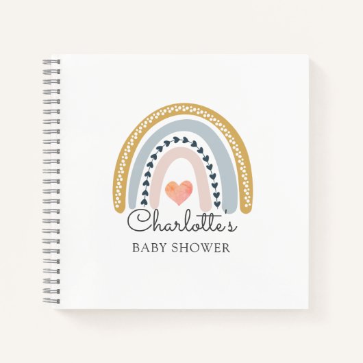 Boho Waterverf Rainbow Baby shower Guest Notitieboek (Voorkant)