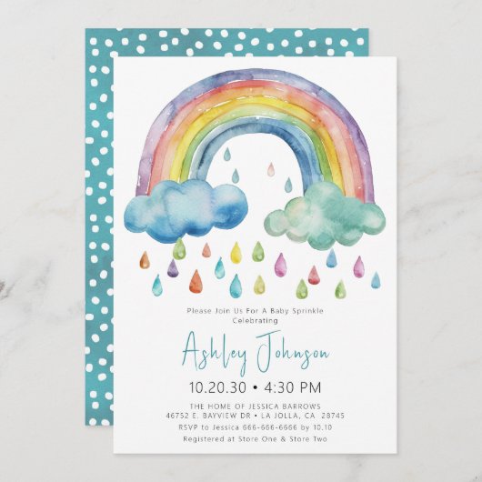 Boho Waterverf Rainbow Baby shower Kaart (Voorkant / Achterkant)