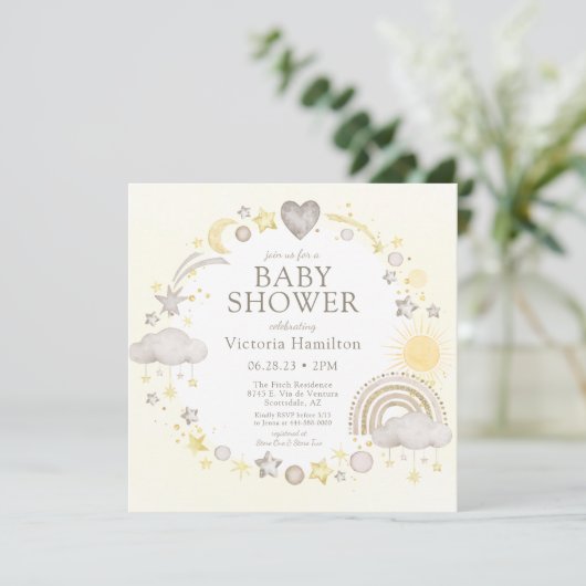 Boho Waterverf Rainbow Baby shower Kaart (Staand voorkant)