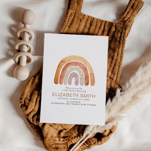Boho Waterverf Rainbow Baby shower Kaart