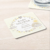 Boho Waterverf Rainbow Baby shower Kartonnen Onderzetters (Schuin)