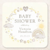 Boho Waterverf Rainbow Baby shower Kartonnen Onderzetters (Voorkant)