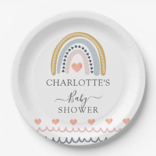 Boho Waterverf Rainbow Baby shower Papieren Bordje