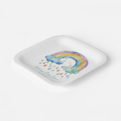 Boho Waterverf Rainbow Baby shower Papieren Bordje (Gebogen)
