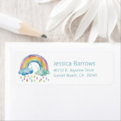 Boho Waterverf Rainbow Baby shower Retouradres Etiket (Insitu)