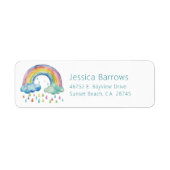 Boho Waterverf Rainbow Baby shower Retouradres Etiket (Voorkant)