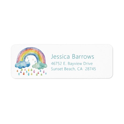 Boho Waterverf Rainbow Baby shower Retouradres Etiket (Voorkant)