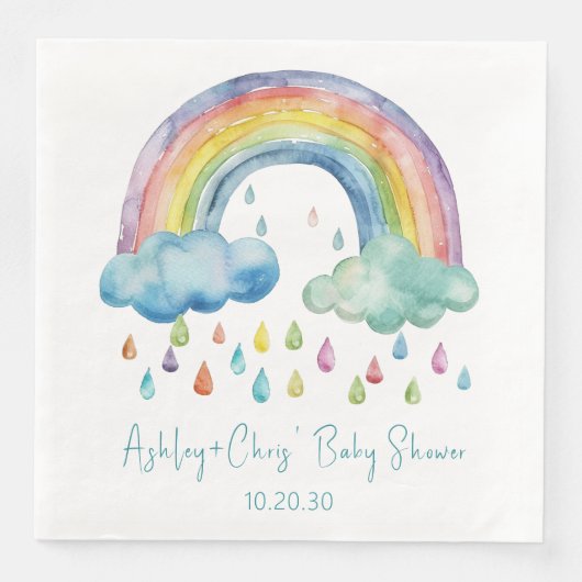 Boho Waterverf Rainbow Baby shower Servet (Voorkant)