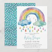 Boho Waterverf Rainbow Baby shower Uitnodiging (Voorkant / Achterkant)