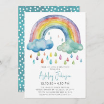 Boho Waterverf Rainbow Baby shower Uitnodiging