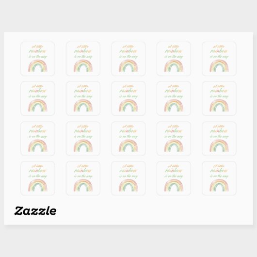 Boho Waterverf Rainbow Baby shower Vierkante Sticker (Vel)