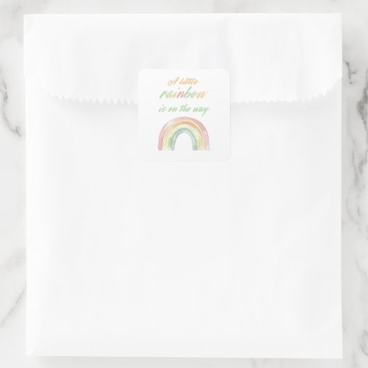 Boho Waterverf Rainbow Baby shower Vierkante Sticker (Tas)