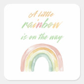 Boho Waterverf Rainbow Baby shower Vierkante Sticker (Voorkant)