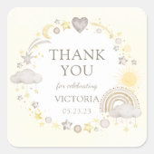 Boho Waterverf Rainbow Baby shower Vierkante Sticker (Voorkant)