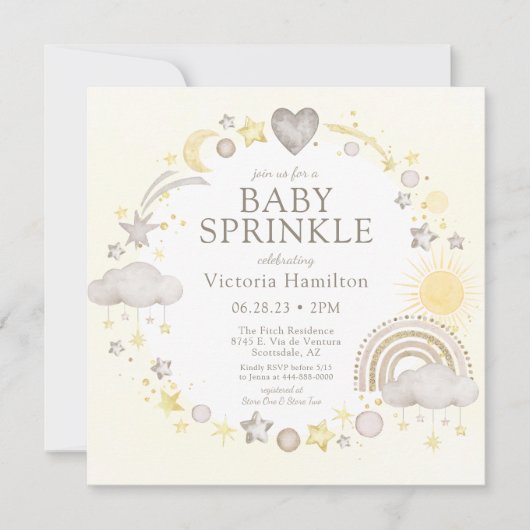 Boho Waterverf Rainbow Baby Sprinkle Kaart (Voorkant)