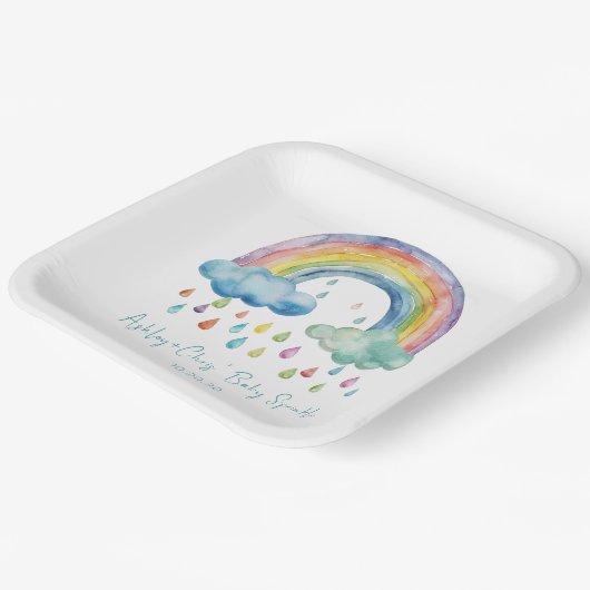 Boho Waterverf Rainbow Baby Sprinkle Papieren Bordje (Gebogen)
