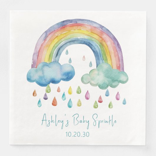 Boho Waterverf Rainbow Baby Sprinkle Servet (Voorkant)
