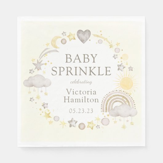 Boho Waterverf Rainbow Baby Sprinkle Servet (Voorkant)