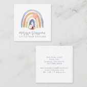 Boho Waterverf Rainbow Beer Daycare Vierkante Visitekaartje (Voorkant / Achterkant)