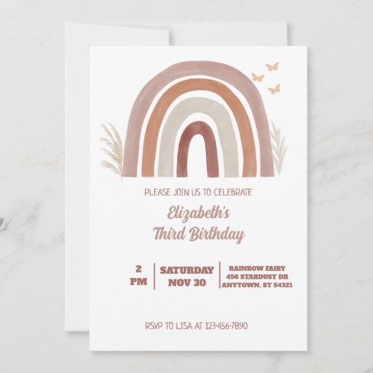Boho Waterverf Rainbow Birthday | Pampas Grass I Kaart (Voorkant)