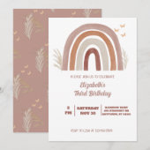 Boho Waterverf Rainbow Birthday | Pampas Grass Kaart (Voorkant / Achterkant)