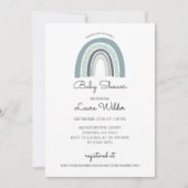 Boho Waterverf Rainbow Blue Baby Boy Shower Kaart (Voorkant)