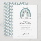Boho Waterverf Rainbow Blue Baby Boy Shower Kaart (Voorkant / Achterkant)