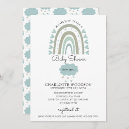 Boho Waterverf Rainbow Blue Baby Boy Shower Kaart