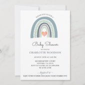 Boho Waterverf Rainbow Blue Baby Boy Shower Kaart (Voorkant)