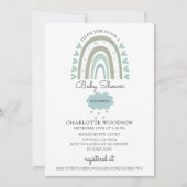 Boho Waterverf Rainbow Blue Baby Shower Invit Kaart (Voorkant)