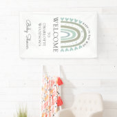 Boho Waterverf Rainbow Blue Boy Baby shower Spandoek (Insitu)