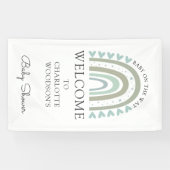 Boho Waterverf Rainbow Blue Boy Baby shower Spandoek (Horizontaal)