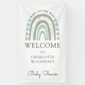 Boho Waterverf Rainbow Blue Boy Baby shower Spandoek (Verticaal)