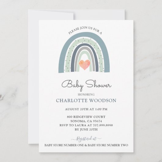 Boho Waterverf Rainbow Boy Baby shower Kaart (Voorkant)