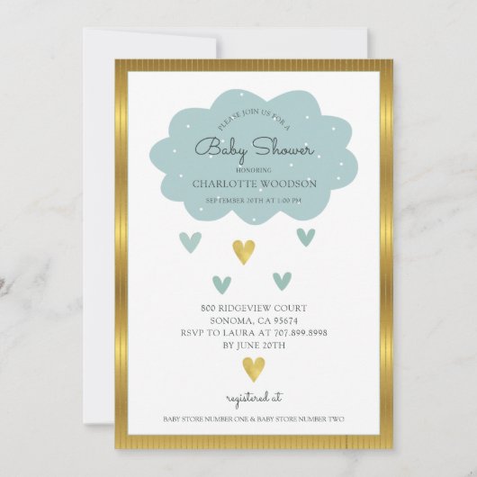 Boho Waterverf Rainbow Cloud Blue Baby Boy Shower Kaart (Voorkant)