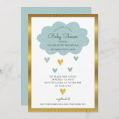 Boho Waterverf Rainbow Cloud Blue Baby Boy Shower Kaart (Voorkant / Achterkant)