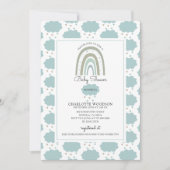 Boho Waterverf Rainbow Cloud Blue Baby Boy Shower Kaart (Voorkant)