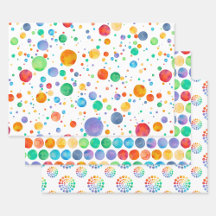 Boho Waterverf Rainbow Dot Wrapping Paper Set