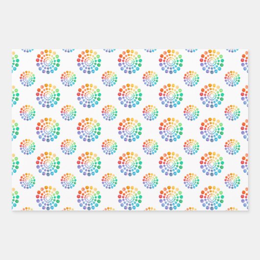 Boho Waterverf Rainbow Dot Wrapping Paper Set (Voorkant 3)