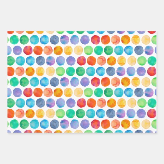 Boho Waterverf Rainbow Dot Wrapping Paper Set (Voorkant 2)