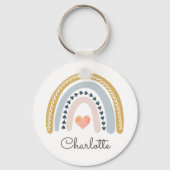 Boho Waterverf Rainbow Gepersonaliseerd Sleutelhanger (Voorkant)